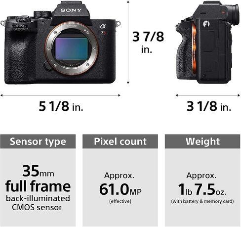 Sony Alpha a7R IVA Mirrorless Digital Camera (ILCE7RM4A/B) Body Bundle with GODOX Flash, 64GB SDXC Card, Gadget Bag, Monopod + More Accessory Kit | Sony A7R4 in Saudi Arabia