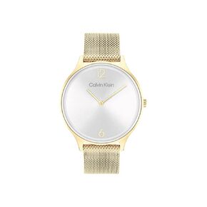 Calvin Klein Women's Quartz Ionic Gold Plated Steel and Mesh Bracelet Watch, Color: Gold Plated (Model: 25200003) in Saudi Arabia