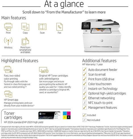 HP LaserJet Pro M281fdw All-in-One Wireless Color Laser Printer, Works with Alexa (T6B82A) in Saudi Arabia