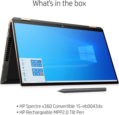 HP Spectre X360 15.6 Inch 4K UHD Touch-Screen 512GB SSD + 32GB Optane 1.8GHz i7 2-in-1 Laptop (16GB RAM, Quad-Core i7-10510U, GeForce MX330, Windows 10 Home) Nightfall Black 15-EB0043DX in Saudi Arabia