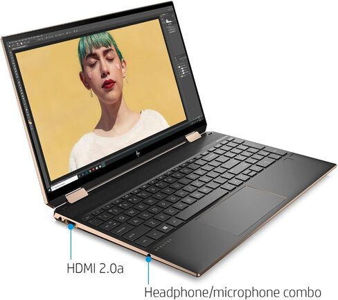 HP Spectre X360 15.6 Inch 4K UHD Touch-Screen 512GB SSD + 32GB Optane 1.8GHz i7 2-in-1 Laptop (16GB RAM, Quad-Core i7-10510U, GeForce MX330, Windows 10 Home) Nightfall Black 15-EB0043DX in Saudi Arabia