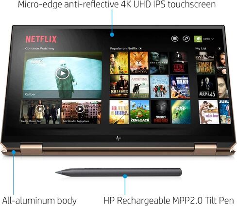 HP Spectre X360 15.6 Inch 4K UHD Touch-Screen 512GB SSD + 32GB Optane 1.8GHz i7 2-in-1 Laptop (16GB RAM, Quad-Core i7-10510U, GeForce MX330, Windows 10 Home) Nightfall Black 15-EB0043DX in Saudi Arabia