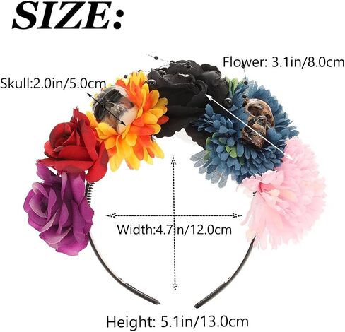 Woeoe Halloween Skull Headband Day of the Dead Costume Flower Crown Floral Spider Headpiece Accessory for Women and Girls in Kuwait