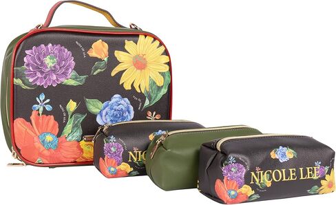 Nicole Lee Travel Handbag Crossbody Set with 3 Fashion Print Makeup Pouches, Women's Cosmetic Toiletry Organizer (Be My Valentine) in Kuwait