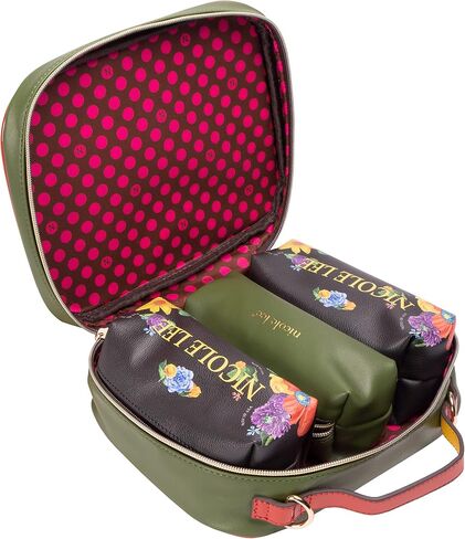 Nicole Lee Travel Handbag Crossbody Set with 3 Fashion Print Makeup Pouches, Women's Cosmetic Toiletry Organizer (Be My Valentine) in Kuwait