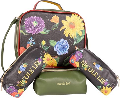 Nicole Lee Travel Handbag Crossbody Set with 3 Fashion Print Makeup Pouches, Women's Cosmetic Toiletry Organizer (Be My Valentine) in Kuwait