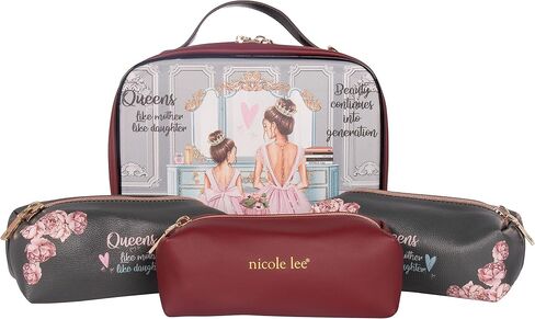 Nicole Lee Travel Handbag Crossbody Set with 3 Fashion Print Makeup Pouches, Women's Cosmetic Toiletry Organizer (Be My Valentine) in Kuwait