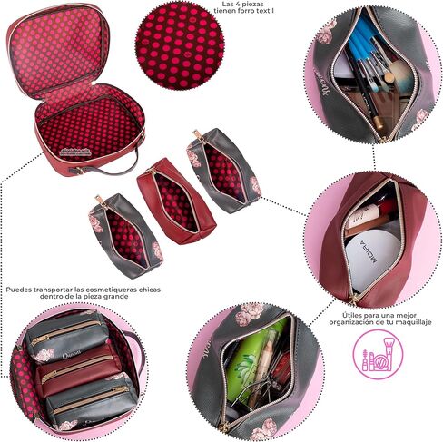 Nicole Lee Travel Handbag Crossbody Set with 3 Fashion Print Makeup Pouches, Women's Cosmetic Toiletry Organizer (Be My Valentine) in Kuwait