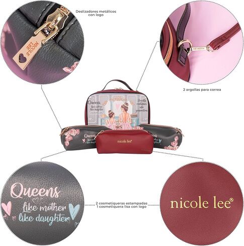 Nicole Lee Travel Handbag Crossbody Set with 3 Fashion Print Makeup Pouches, Women's Cosmetic Toiletry Organizer (Be My Valentine) in Kuwait