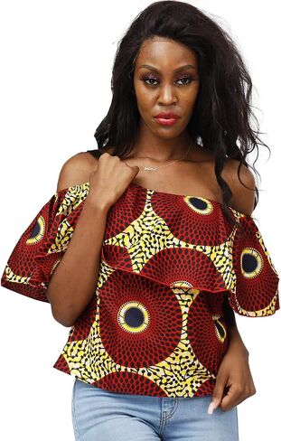 SHENBOLEN Women African Print Top Ankara Shirt in Saudi Arabia