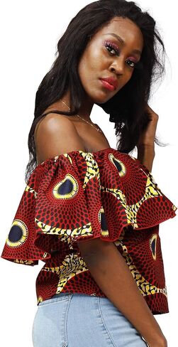 SHENBOLEN Women African Print Top Ankara Shirt in Saudi Arabia