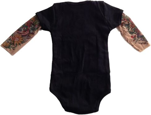 Wild Rose Baby Boy Girl Tattoo Sleeve Shirt, Sugar Skull Snake Sunflower, Black in Saudi Arabia