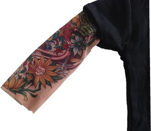 Wild Rose Baby Boy Girl Tattoo Sleeve Shirt, Sugar Skull Snake Sunflower, Black in Saudi Arabia
