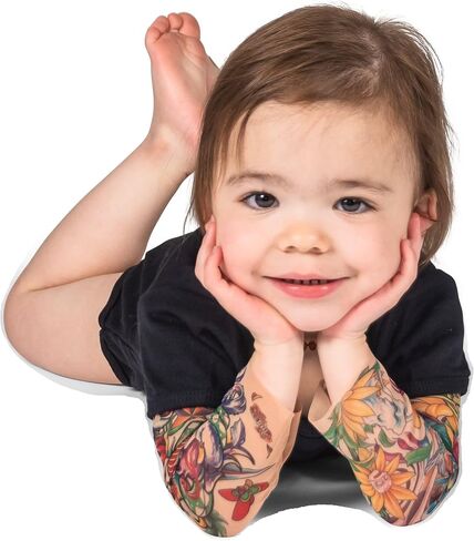 Wild Rose Baby Boy Girl Tattoo Sleeve Shirt, Sugar Skull Snake Sunflower, Black in Saudi Arabia