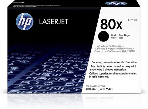 خرطوشة حبر سوداء عالية الإنتاجية HP 80X | يعمل مع LaserJet Pro 400 M401 وMFP M425 | سي اف 280 اكس in Kuwait