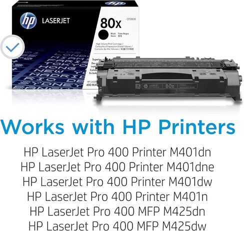خرطوشة حبر سوداء عالية الإنتاجية HP 80X | يعمل مع LaserJet Pro 400 M401 وMFP M425 | سي اف 280 اكس in Kuwait