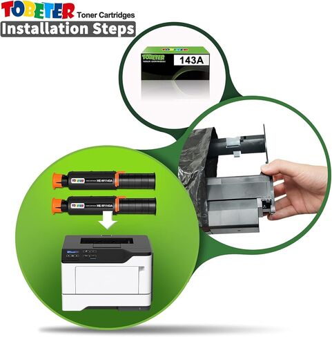 خرطوشة حبر متوافقة مع ToBeter 143A بديلة لطابعة HP 143A W1143AD 143AD W1143A لطابعة HP Neverstop Laser 1001nw MFP 1201n 1202nw (2 أسود) in Kuwait