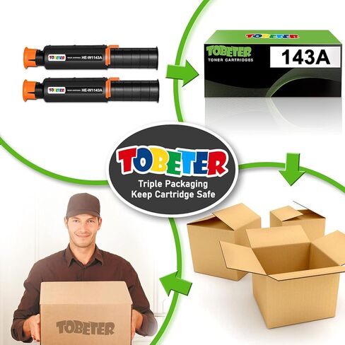 خرطوشة حبر متوافقة مع ToBeter 143A بديلة لطابعة HP 143A W1143AD 143AD W1143A لطابعة HP Neverstop Laser 1001nw MFP 1201n 1202nw (2 أسود) in Kuwait