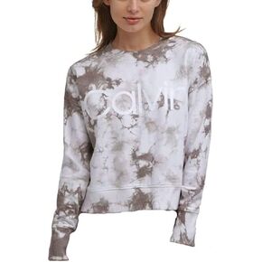 Calvin Klein Performance Women's Logo Tie-Dyed French Terry Sweatshirt (Grey, Small) in Saudi Arabia