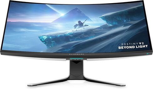 شاشة ألعاب منحنية فائقة الاتساع من Alienware - شاشة WQHD مقاس 38 بوصة، معدل تحديث 144 هرتز، وقت استجابة 1 مللي ثانية، انحناء 2300R، NVIDIA G-SYNC Ultimate، IPS، شاشة VESA HDR 600، USB، أبيض - AW3821DW in Kuwait