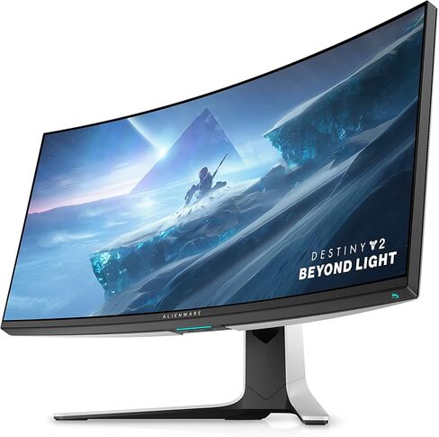 شاشة ألعاب منحنية فائقة الاتساع من Alienware - شاشة WQHD مقاس 38 بوصة، معدل تحديث 144 هرتز، وقت استجابة 1 مللي ثانية، انحناء 2300R، NVIDIA G-SYNC Ultimate، IPS، شاشة VESA HDR 600، USB، أبيض - AW3821DW in Kuwait