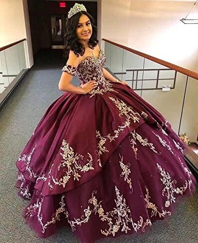 Floral Applique Pearls Quinceanera Dresses Charro Mexcian Style Ball Gown Sweet 15 Girls 2023 in Saudi Arabia