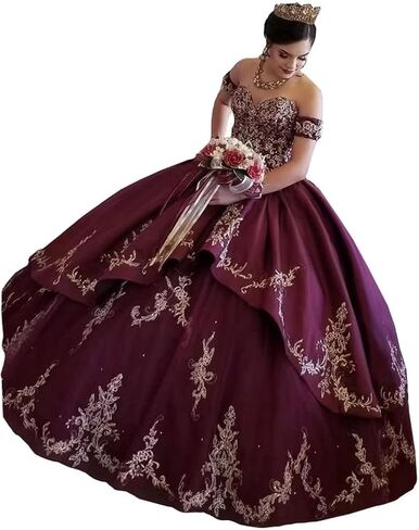 Floral Applique Pearls Quinceanera Dresses Charro Mexcian Style Ball Gown Sweet 15 Girls 2023 in Saudi Arabia