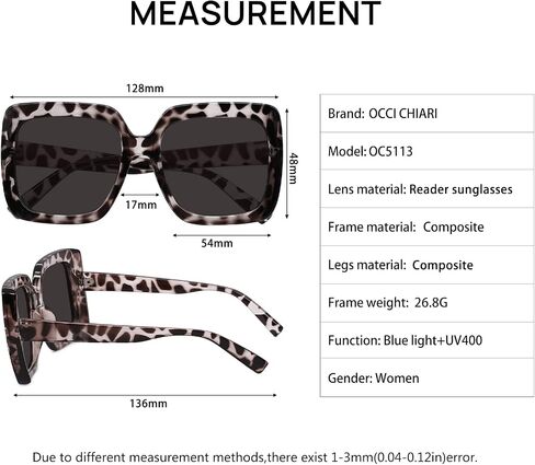 OCCI CHIARI Reader Sunglasses Women 1.0 Trendy Reading Sunglasses 1.0 1.25 1.5 1.75 2.0 2.25 2.5 2.75 3.0 3.5 (Black, 1.00) in Saudi Arabia