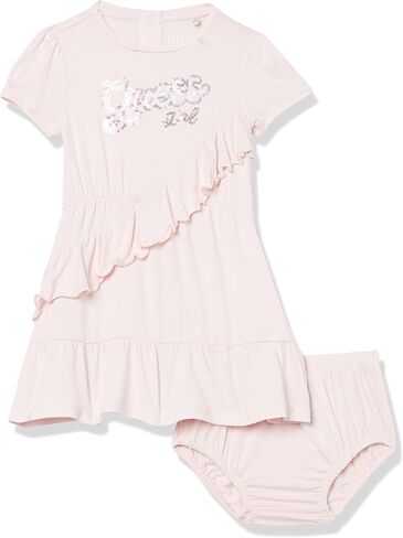 GUESS baby-girls Sequin Logo Stretch Slinky Jersey Dress and Coordinating Diaper Cover 2 Piece Set in Saudi Arabia