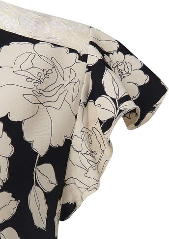 Gaharu Women's Notch V Neck Short Sleeve Chiffon Shirts Casual Lace Blouse Top in Kuwait
