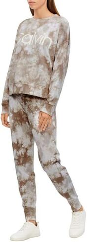 Calvin Klein Performance Women's Logo Tie-Dyed French Terry Sweatshirt (Grey, Small) in Saudi Arabia