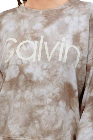 Calvin Klein Performance Women's Logo Tie-Dyed French Terry Sweatshirt (Grey, Small) in Saudi Arabia