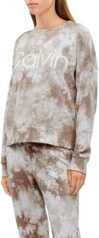Calvin Klein Performance Women's Logo Tie-Dyed French Terry Sweatshirt (Grey, Small) in Saudi Arabia