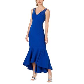 Calvin Klein Women's Sleeveless V-Neck Midi Sheath with Flutter Hem in Kuwait
