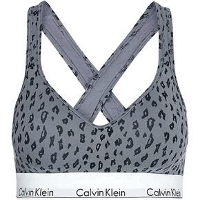 Calvin Klein Women's Modern Cotton Lightly Lined Bralette (Savannah Cheetah Pewter, Large) in Kuwait