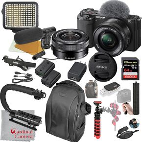 Sony ZV-E10 Mirrorless Camera with 16-50mm Lens Bundle Video Bundle + LED Video Light + Microphone + Extreme Speed 64GB Memory(21pc Bundle) (ILCZV-E10L/B) in Kuwait