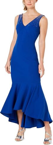 Calvin Klein Women's Sleeveless V-Neck Midi Sheath with Flutter Hem in Kuwait
