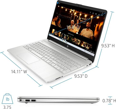 HP 15.6-inch HD Laptop, AMD Ryzen 3 3200U Processor, 8 GB RAM, 256 GB SSD, Windows 10 Home (15-ef0021nr, Natural Silver) in Saudi Arabia