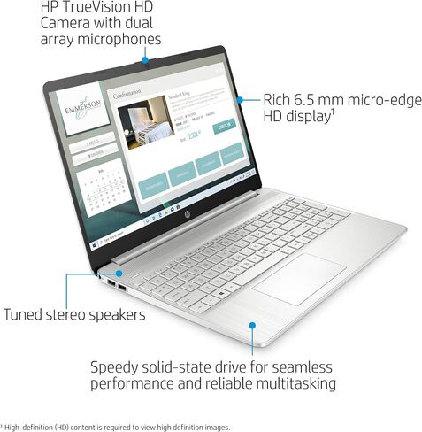 HP 15.6-inch HD Laptop, AMD Ryzen 3 3200U Processor, 8 GB RAM, 256 GB SSD, Windows 10 Home (15-ef0021nr, Natural Silver) in Saudi Arabia