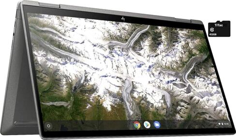 HP X360 2 in 1 Laptop 14" Touch-Screen FHD IPS Chromebook, Intel Core i3-1115G4 (Beats i5-1031G1), 8GB RAM, 128GB NVMe SSD, Backlit KB, Fingerprint Reader, Metal Body + TiTac Card (32GB) in Kuwait