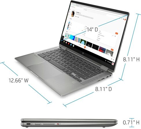 HP X360 2 in 1 Laptop 14" Touch-Screen FHD IPS Chromebook, Intel Core i3-1115G4 (Beats i5-1031G1), 8GB RAM, 128GB NVMe SSD, Backlit KB, Fingerprint Reader, Metal Body + TiTac Card (32GB) in Kuwait