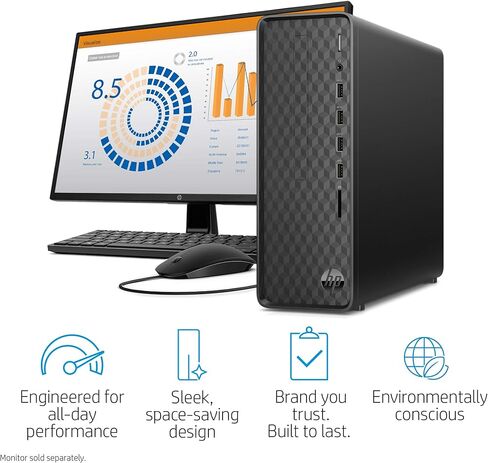HP - S01-aF0011 Slim Desktop, AMD Athlon Silver 3050U, 4GB RAM, 256 GB SSD, Windows 10 Home (S01-aF0011, Black) Jet Black in Kuwait