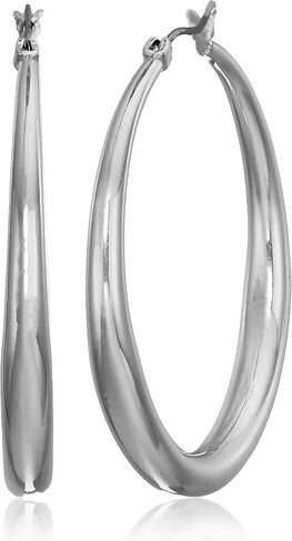 Anne Klein Classics Silvertone Large Oval Hoop Earrings in Saudi Arabia