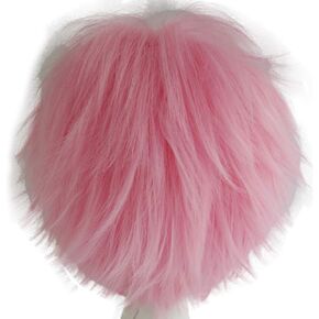 Alacos Short Fashion Spiky Layered Anime Cosplay Wig Halloween Christmas Carnival Dress Up Pretend Play Party Wig Gift+Cap (Baby Pink) One Size