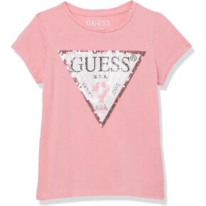 تي شيرت بأكمام قصيرة من القطن العضوي بشعار الترتر الصغير للفتيات من GUESS in Kuwait