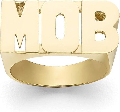 Silver N Style Lee 082Z Personalized Gold 10mm Large Size Three Initials Block Letter Name Ring in Saudi Arabia