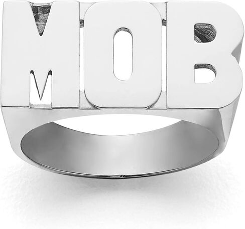 Silver N Style Lee 082Z Personalized Gold 10mm Large Size Three Initials Block Letter Name Ring in Saudi Arabia