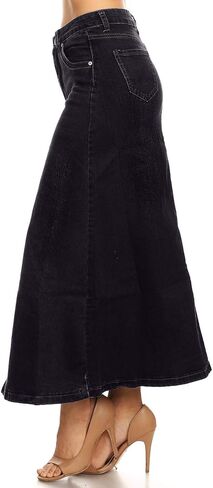 Women’s Plus/Junior Size Mid Rise A-Line Long Jeans Maxi Denim Skirt in Kuwait