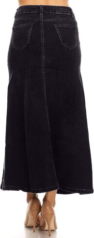 Women’s Plus/Junior Size Mid Rise A-Line Long Jeans Maxi Denim Skirt in Kuwait