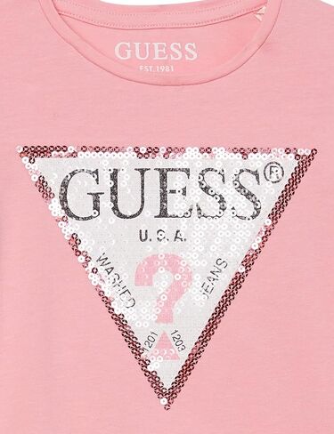 تي شيرت بأكمام قصيرة من القطن العضوي بشعار الترتر الصغير للفتيات من GUESS in Kuwait